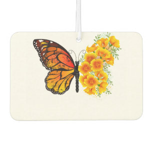 Blume Butterfly mit gelbem Kalifornien-Mohn Autolufterfrischer