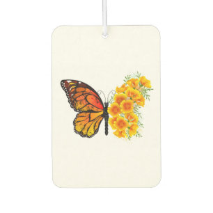 Blume Butterfly mit gelbem Kalifornien-Mohn Autolufterfrischer
