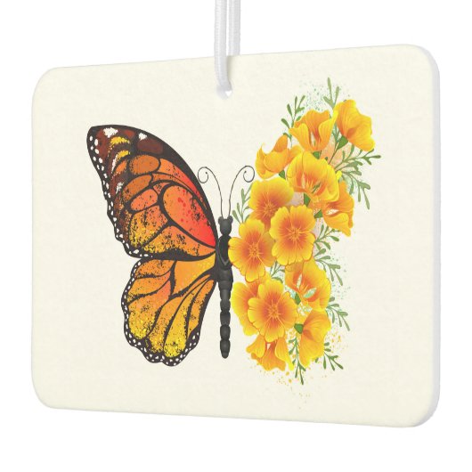 Blume Butterfly mit gelbem Kalifornien-Mohn Autolufterfrischer (Links)