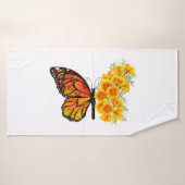 Blume Butterfly mit gelbem Kalifornien-Mohn Badehandtuch (Badehandtuch)
