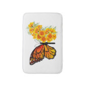 Blume Butterfly mit gelbem Kalifornien-Mohn Badematte (Vorderseite Vertikal)