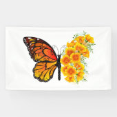 Blume Butterfly mit gelbem Kalifornien-Mohn Banner (Horizontal)