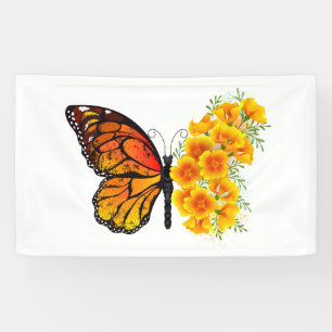 Blume Butterfly mit gelbem Kalifornien-Mohn Banner