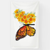 Blume Butterfly mit gelbem Kalifornien-Mohn Banner (Vertikal)