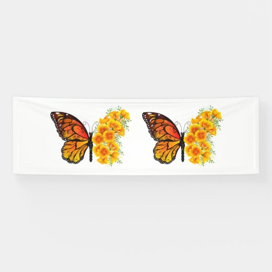 Blume Butterfly mit gelbem Kalifornien-Mohn Banner (Horizontal)