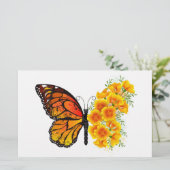 Blume Butterfly mit gelbem Kalifornien-Mohn Briefpapier (Stehend Vorderseite)