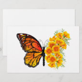 Blume Butterfly mit gelbem Kalifornien-Mohn Briefpapier (Vorne/Hinten)