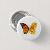 Blume Butterfly mit gelbem Kalifornien-Mohn Button (Vorne & Hinten)