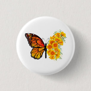 Blume Butterfly mit gelbem Kalifornien-Mohn Button