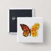 Blume Butterfly mit gelbem Kalifornien-Mohn Button (Vorne & Hinten)