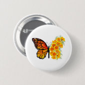 Blume Butterfly mit gelbem Kalifornien-Mohn Button (Vorne & Hinten)