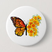 Blume Butterfly mit gelbem Kalifornien-Mohn Button (Vorderseite)