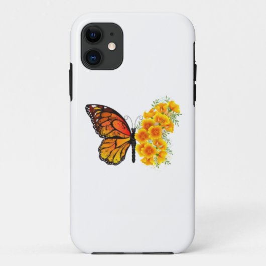 Blume Butterfly mit gelbem Kalifornien-Mohn Case-Mate iPhone Hülle (Rückseite)