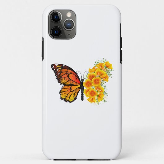 Blume Butterfly mit gelbem Kalifornien-Mohn Case-Mate iPhone Hülle (Rückseite)