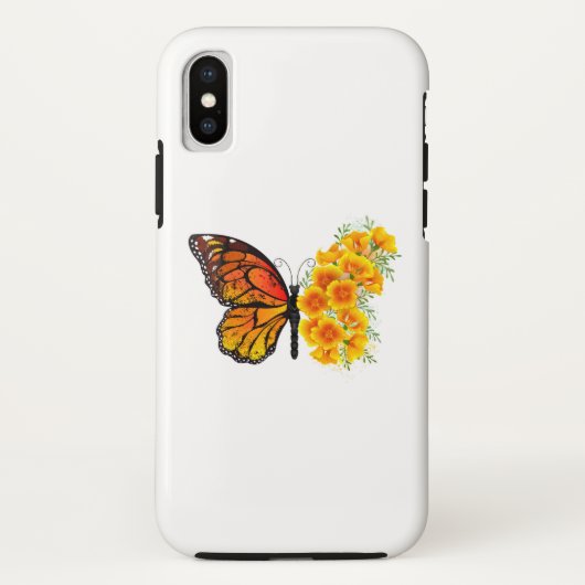 Blume Butterfly mit gelbem Kalifornien-Mohn Case-Mate iPhone Hülle (Rückseite)