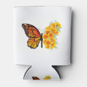 Blume Butterfly mit gelbem Kalifornien-Mohn Dosenkühler (Vorderseite)