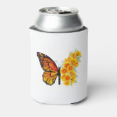Blume Butterfly mit gelbem Kalifornien-Mohn Dosenkühler (Kanne Rückseite)