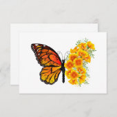 Blume Butterfly mit gelbem Kalifornien-Mohn Einladung (Vorne/Hinten)