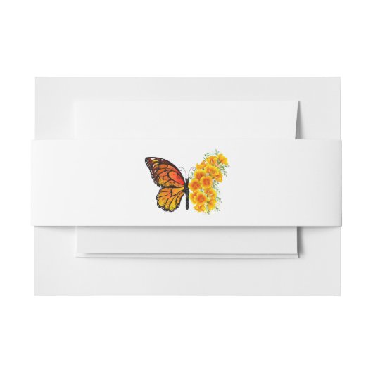 Blume Butterfly mit gelbem Kalifornien-Mohn Einladungsbanderole (Vorderseite Beispiel)