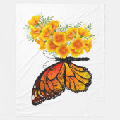 Blume Butterfly mit gelbem Kalifornien-Mohn Fleecedecke (Vorderseite)