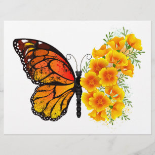 Blume Butterfly mit gelbem Kalifornien-Mohn Flyer