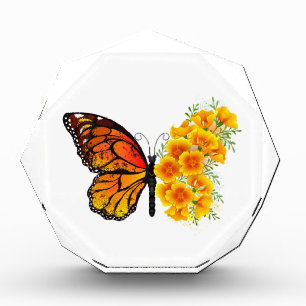 Blume Butterfly mit gelbem Kalifornien-Mohn Fotoblock