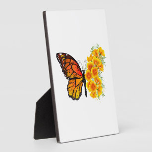 Blume Butterfly mit gelbem Kalifornien-Mohn Fotoplatte