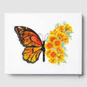 Blume Butterfly mit gelbem Kalifornien-Mohn Gästebuch (Rückseite)