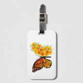 Blume Butterfly mit gelbem Kalifornien-Mohn Gepäckanhänger (Vorderseite Vertikal)