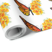 Blume Butterfly mit gelbem Kalifornien-Mohn Geschenkpapier (Rolleneckpunkt)