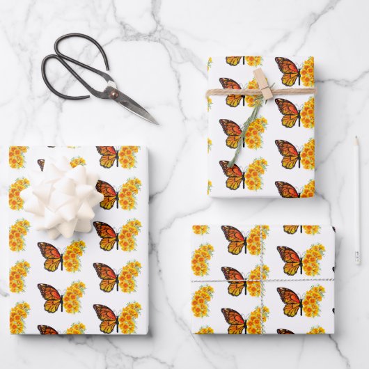 Blume Butterfly mit gelbem Kalifornien-Mohn Geschenkpapier Set (Vorderseite)