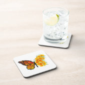 Blume Butterfly mit gelbem Kalifornien-Mohn Getränkeuntersetzer (Rechte Seite)