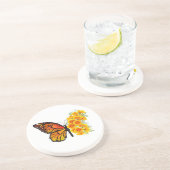 Blume Butterfly mit gelbem Kalifornien-Mohn Getränkeuntersetzer (Seite)
