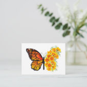 Blume Butterfly mit gelbem Kalifornien-Mohn Hinweiskarte (Stehend Vorderseite)