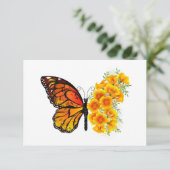 Blume Butterfly mit gelbem Kalifornien-Mohn Hinweiskarte (Stehend Vorderseite)
