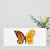 Blume Butterfly mit gelbem Kalifornien-Mohn Hinweiskarte (Stehend Vorderseite)