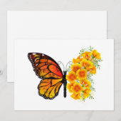 Blume Butterfly mit gelbem Kalifornien-Mohn Hinweiskarte (Vorne/Hinten)