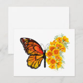 Blume Butterfly mit gelbem Kalifornien-Mohn Hinweiskarte (Vorne/Hinten)