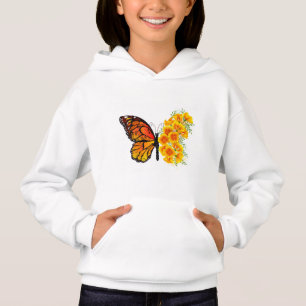 Blume Butterfly mit gelbem Kalifornien-Mohn Hoodie
