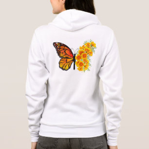 Blume Butterfly mit gelbem Kalifornien-Mohn Hoodie