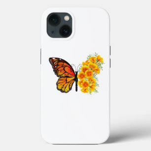 Blume Butterfly mit gelbem Kalifornien-Mohn iPhone 13 Hülle