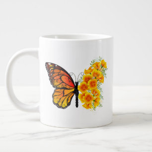 Blume Butterfly mit gelbem Kalifornien-Mohn Jumbo-Tasse