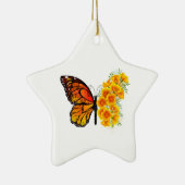 Blume Butterfly mit gelbem Kalifornien-Mohn Keramik Ornament (Rechts)