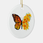 Blume Butterfly mit gelbem Kalifornien-Mohn Keramik Ornament (Rechts)