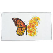 Blume Butterfly mit gelbem Kalifornien-Mohn Kissenbezug (Vorderseite-Rechts)