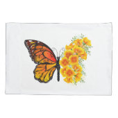 Blume Butterfly mit gelbem Kalifornien-Mohn Kissenbezug (Rückseite)