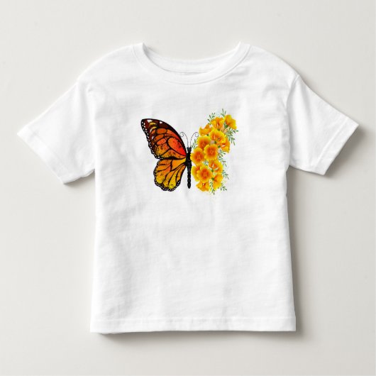 Blume Butterfly mit gelbem Kalifornien-Mohn Kleinkind T-shirt (Vorderseite)