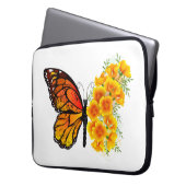 Blume Butterfly mit gelbem Kalifornien-Mohn Laptopschutzhülle (Vorderseite Links)