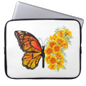 Blume Butterfly mit gelbem Kalifornien-Mohn Laptopschutzhülle (Vorderseite)