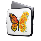 Blume Butterfly mit gelbem Kalifornien-Mohn Laptopschutzhülle (Vorderseite Links)